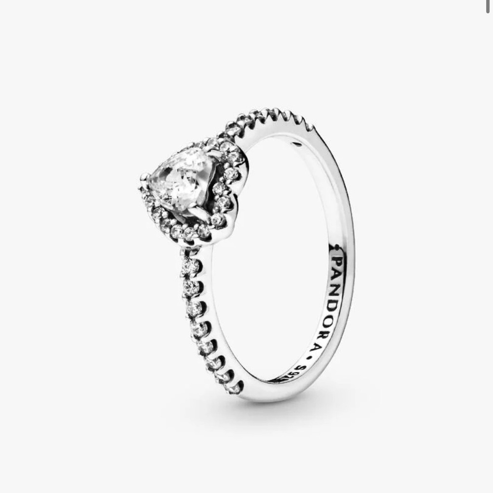 Pandora Silver elevated heart ring size 6